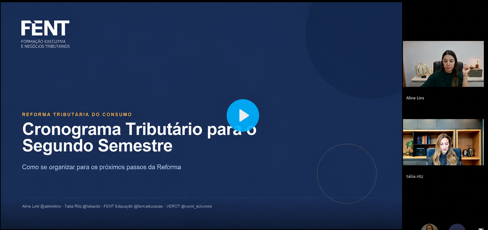 Aula Cronograma Tributário para o 2º Semestre, com Aline Lins e Talita Ritz