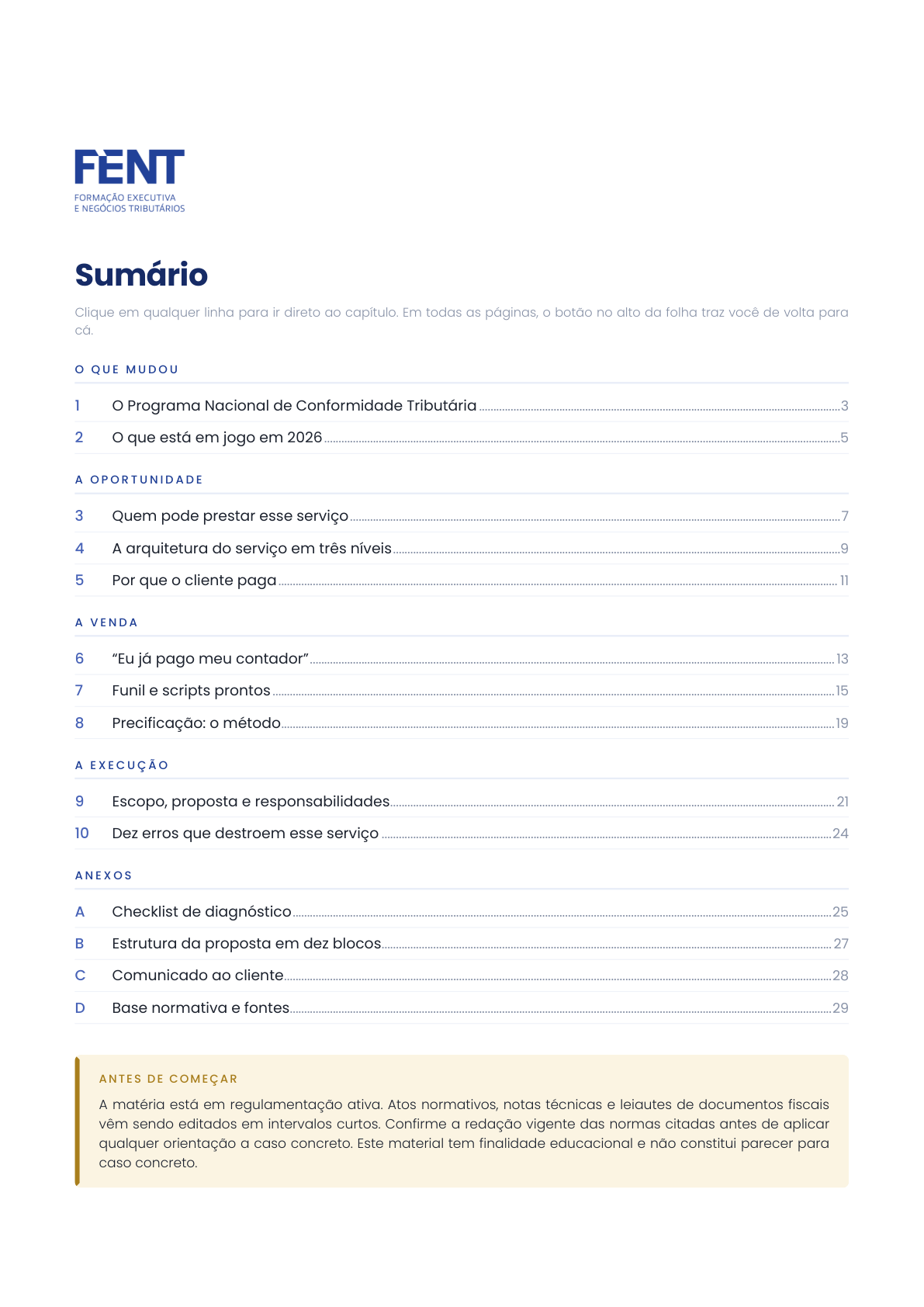 Sumário do guia